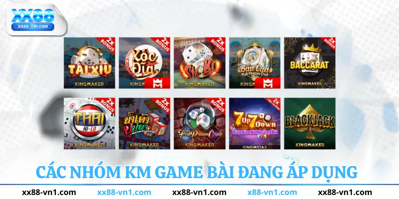 Các nhóm KM Game Bài đang áp dụng